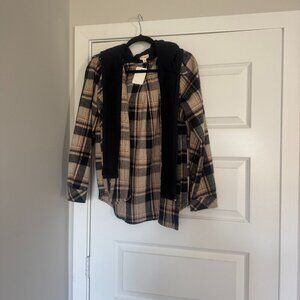 Hooded Flannel Jacket with hood size Medium